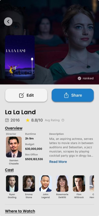 A movie page in the Movi app